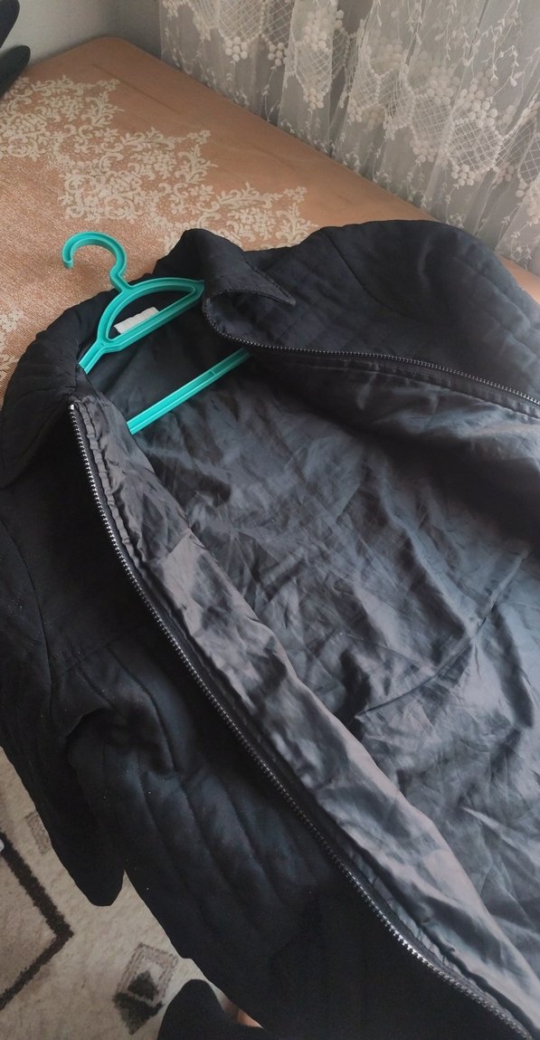 Siyah Kadın Midi Boy Fermuarlı Ceket - Görsel 4