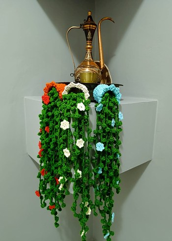 Renkli Örgü Sarkıt Çiçek Dekorasyon - Görsel 3