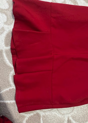 Kırmızı Kısa Kollu Midi Elbise - Görsel 4