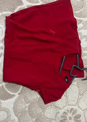 Kırmızı Kısa Kollu Midi Elbise - Görsel 5