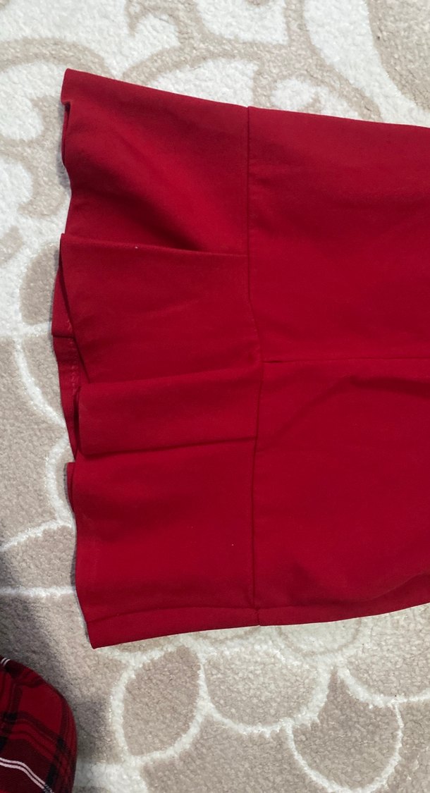 Kırmızı Kısa Kollu Midi Elbise - Görsel 4