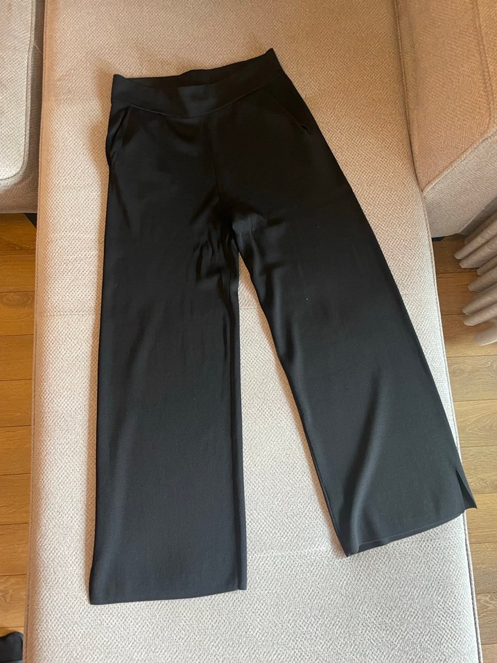 Kadın Siyah Desenli Dar Kesim Kumaş Pantolon - Görsel 2