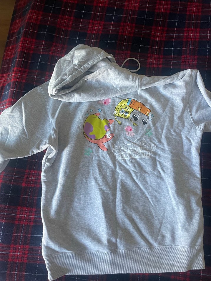 Gri Kapüşonlu Baskılı Kadın Sweatshirt - Görsel 2