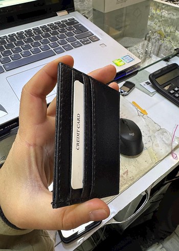 BOSS Siyah suni Deri Erkek Kartlık Cüzdan - Görsel 3