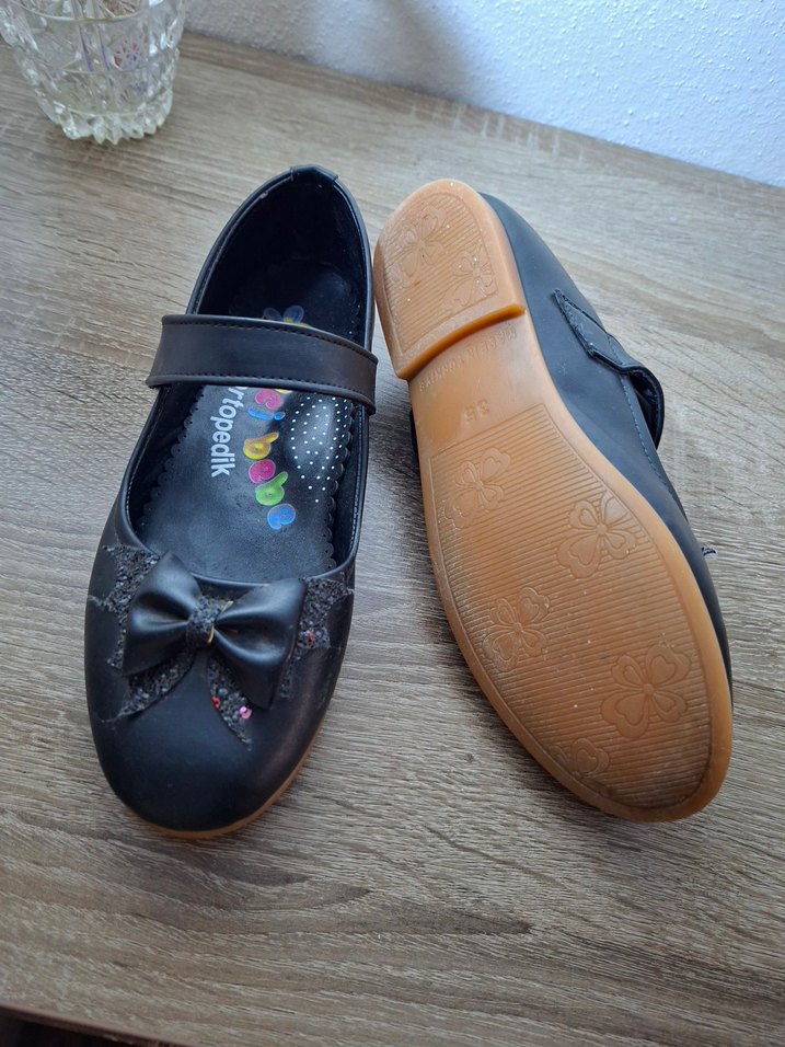 Kız Çocuk Siyah Tokalı Babet Ayakkabı - Görsel 4