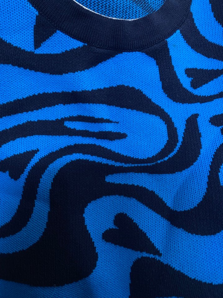 Mavi Batik Desenli Uzun Kollu Kadın Kazak - Görsel 3