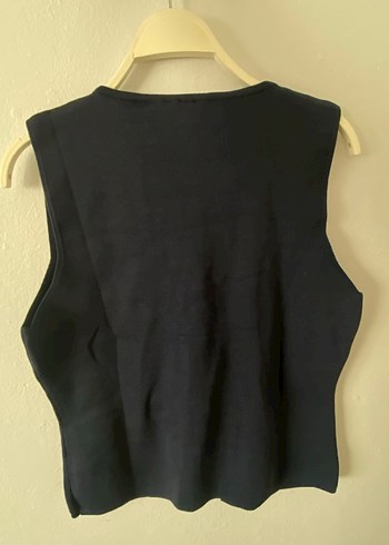 Düğmeli lacivert Kolsuz Kadın Yelek - Görsel 3