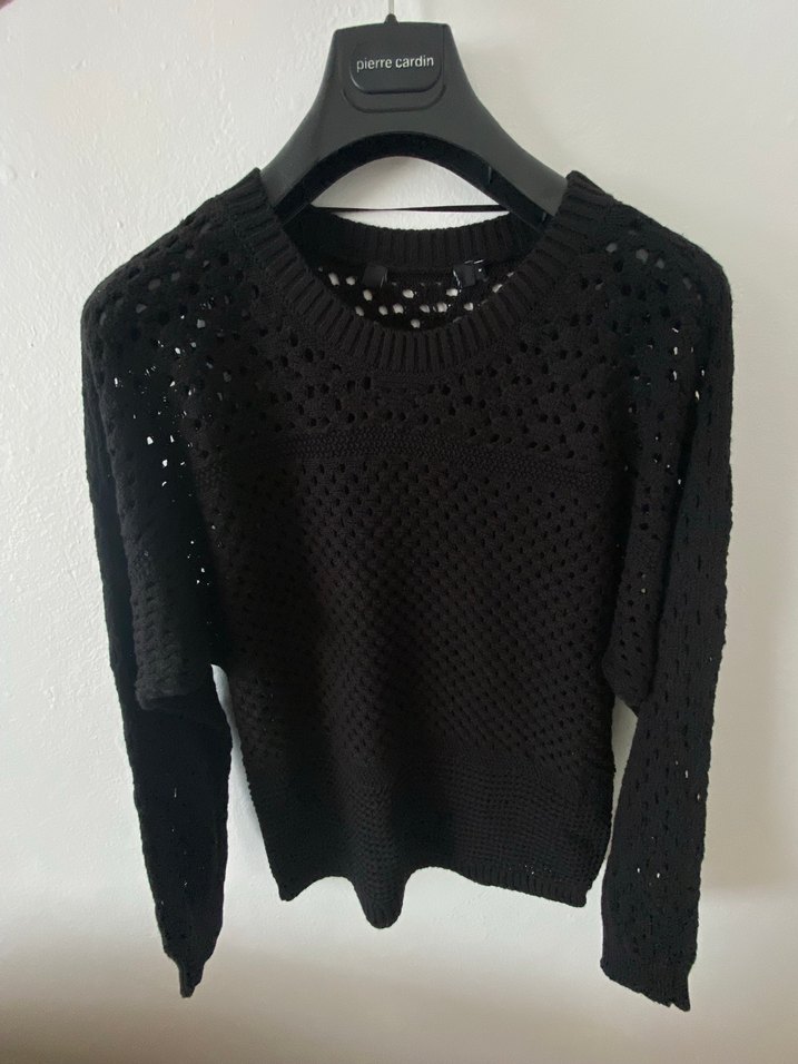 Siyah Örgü Kadın Kazak - Görsel 3