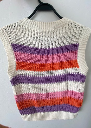 Çizgili Örgü Kadın Süveter - Görsel 4