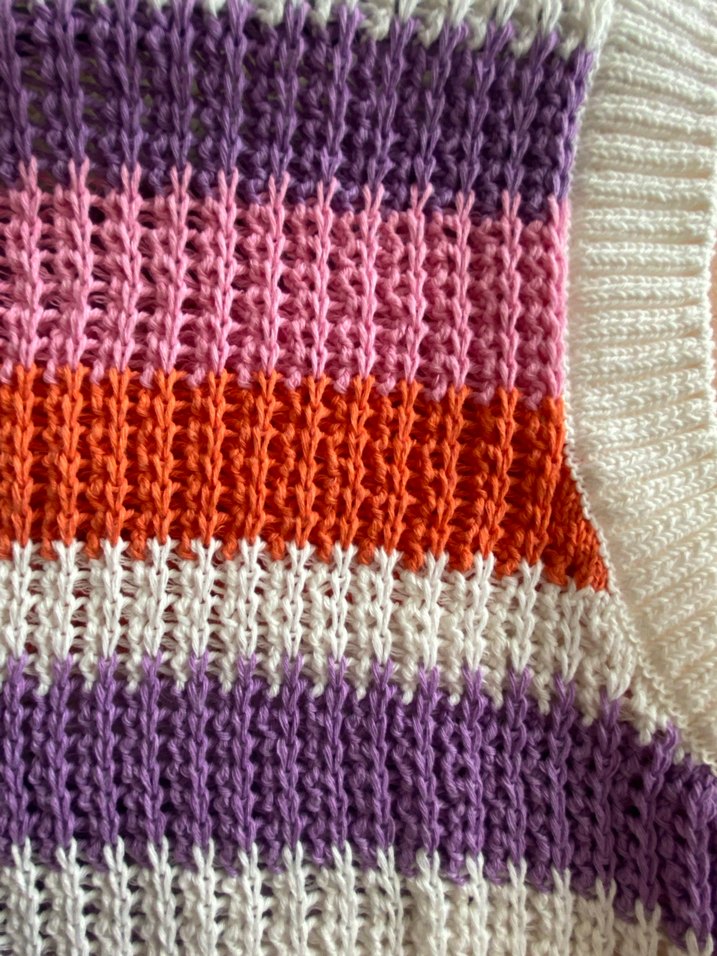 Çizgili Örgü Kadın Süveter - Görsel 2