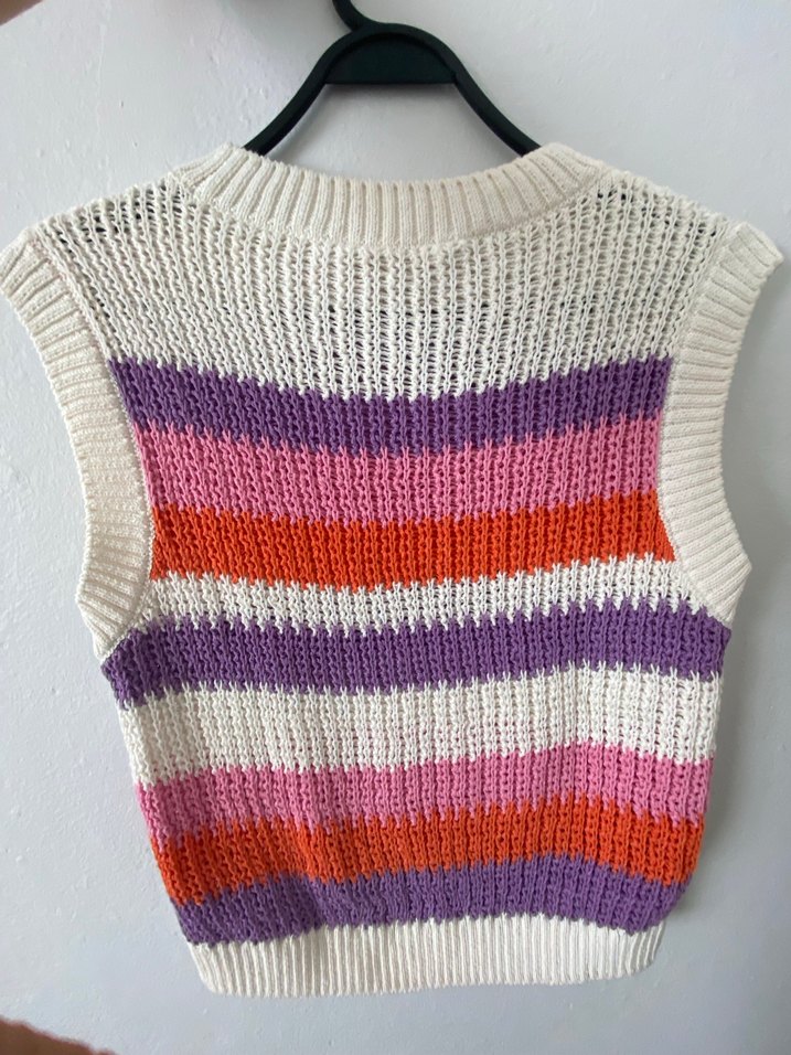 Çizgili Örgü Kadın Süveter - Görsel 4