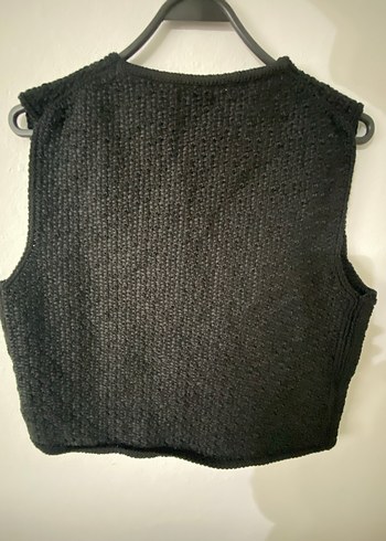 Siyah Örgü Kolsuz Kadın Yelek - Görsel 3