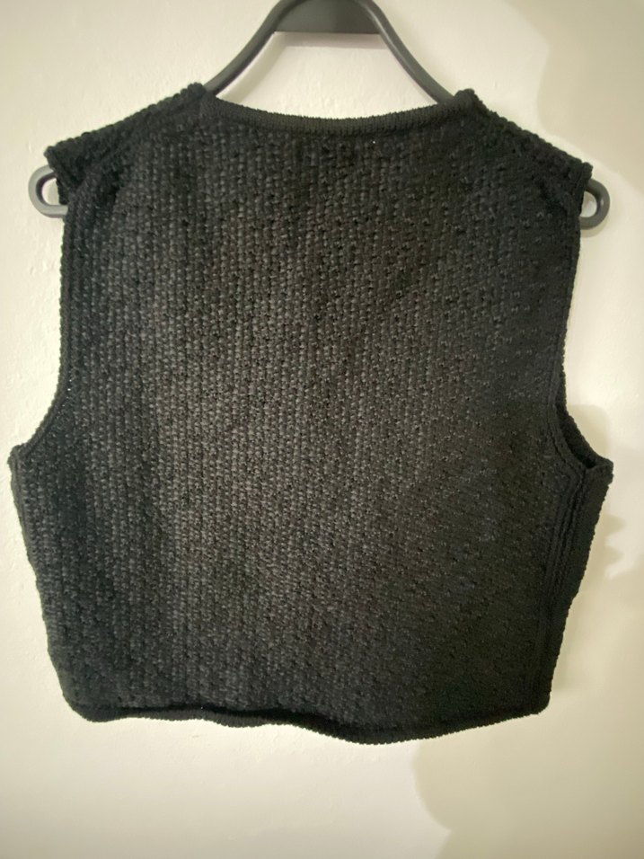 Siyah Örgü Kolsuz Kadın Yelek - Görsel 3