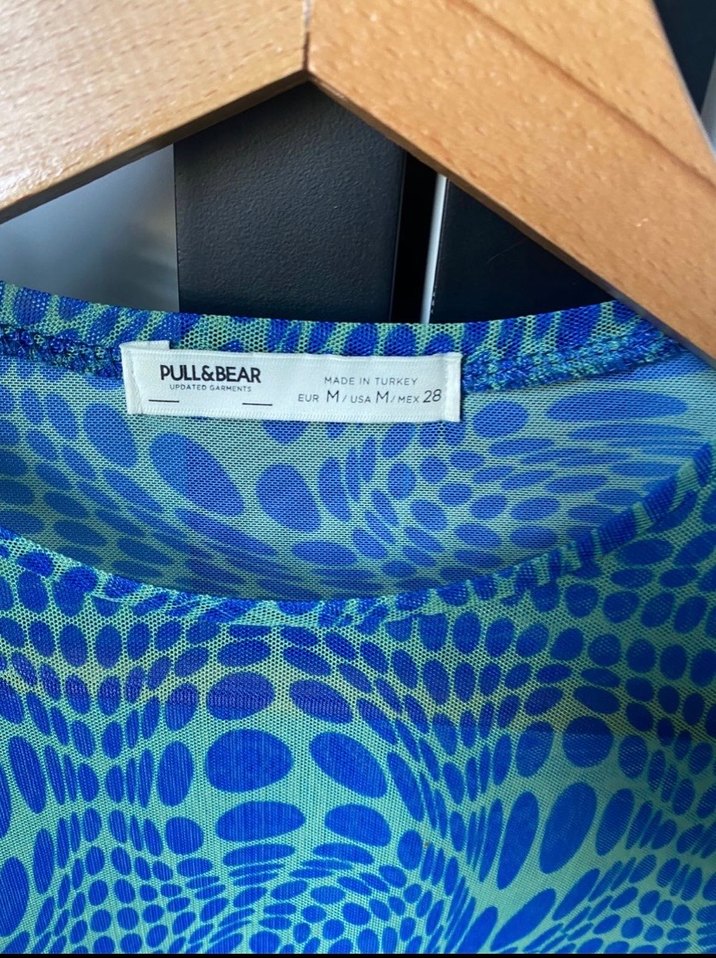 Mavi Bağlama Desenli Uzun Kollu Bluz - Görsel 2