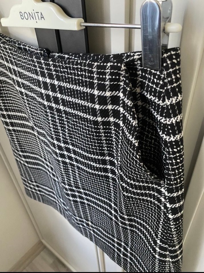 Siyah Kareli Mini Etek - Görsel 3