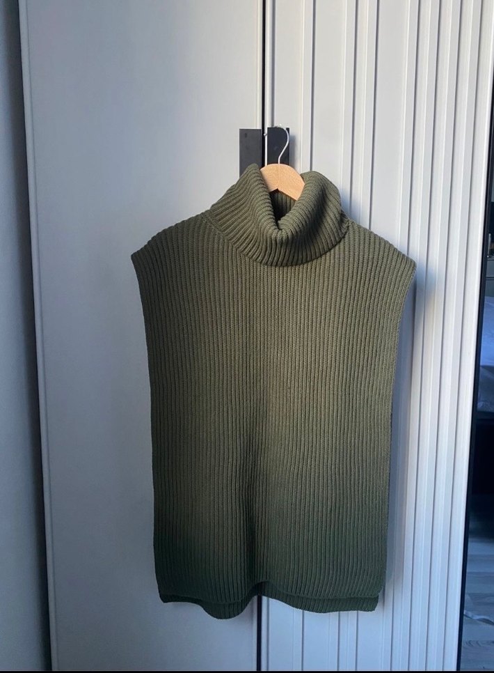 Gri Uzun Kol Boğazlı Triko Kazak - Görsel 2