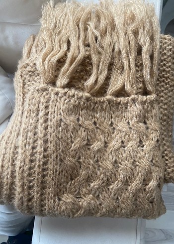 Örgü Kadın Şal Püsküllü - Görsel 4