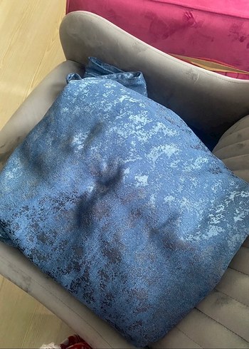 Modern Mavi Düz Fon Perde - Görsel 2