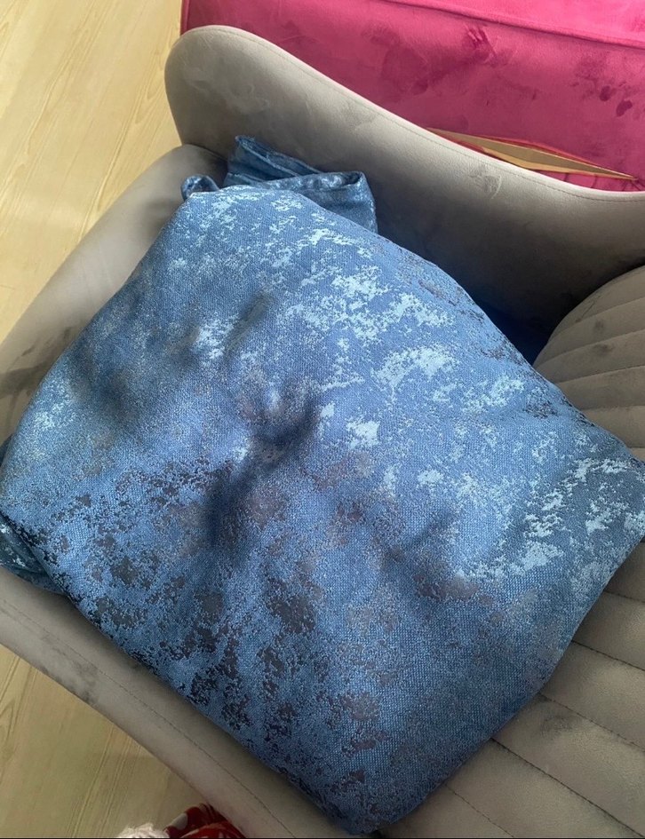 Modern Mavi Düz Fon Perde - Görsel 2