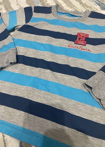 Erkek Çocuk Gri Mavi Çizgili Sweatshirt - Görsel 4