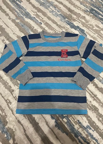 Erkek Çocuk Gri Mavi Çizgili Sweatshirt - Görsel 7