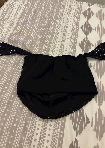 Kadın Siyah Puantiyeli Askısız Mini Büstiyer - Görsel 4