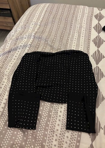 Kadın Siyah Puantiyeli Askısız Mini Büstiyer - Görsel 2