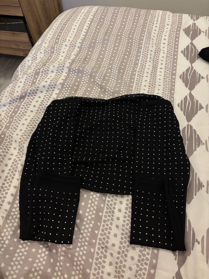 Kadın Siyah Puantiyeli Askısız Mini Büstiyer - Görsel 2