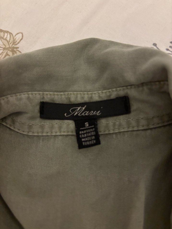 Düğmeli Viskon Gömlek Kadın Haki - Görsel 3