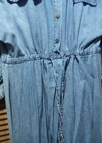 Düğmeli Kot  Elbise - Görsel 3