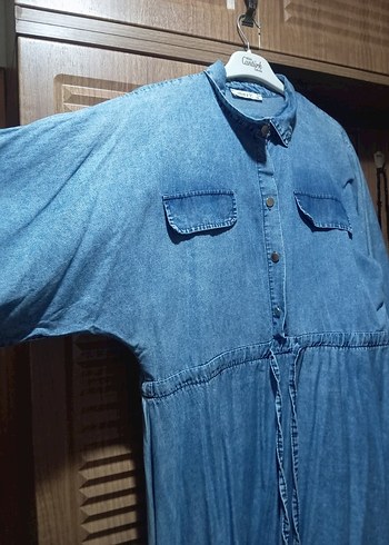 Düğmeli Kot  Elbise - Görsel 4