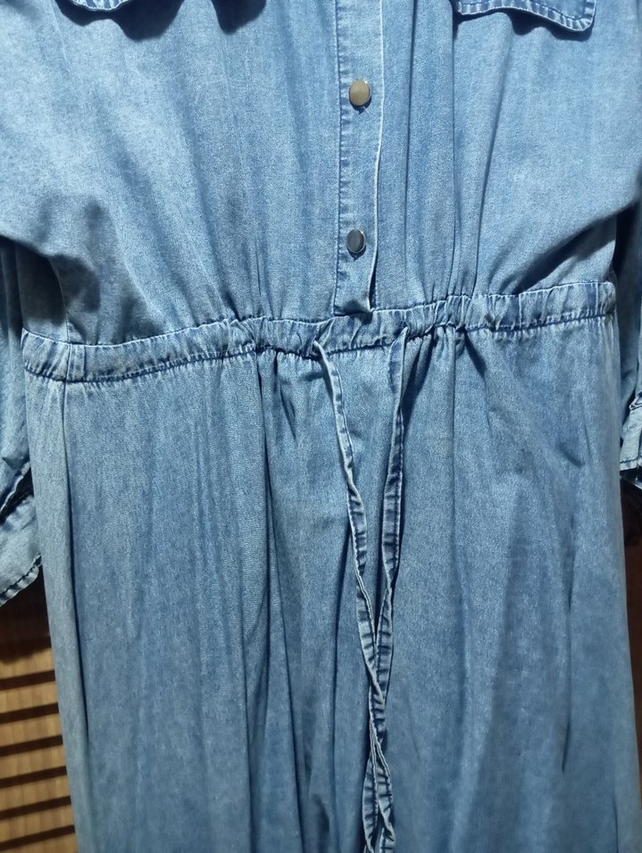 Düğmeli Kot  Elbise - Görsel 3