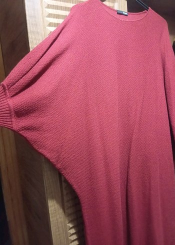 Bordo Düğmeli Balıkçı Yaka Kadın Elbise - Görsel 2