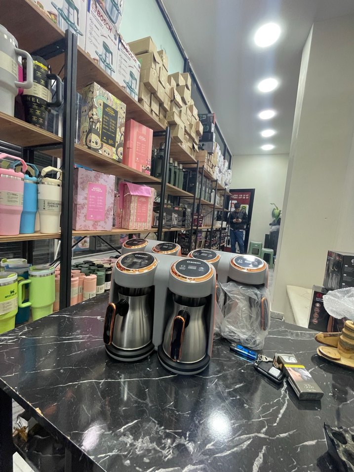 Turuncu Detaylı Gri Kahve Makinesi - Görsel 2