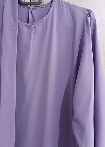 Uzun Mor Drapeli Kadın Elbise - Görsel 2