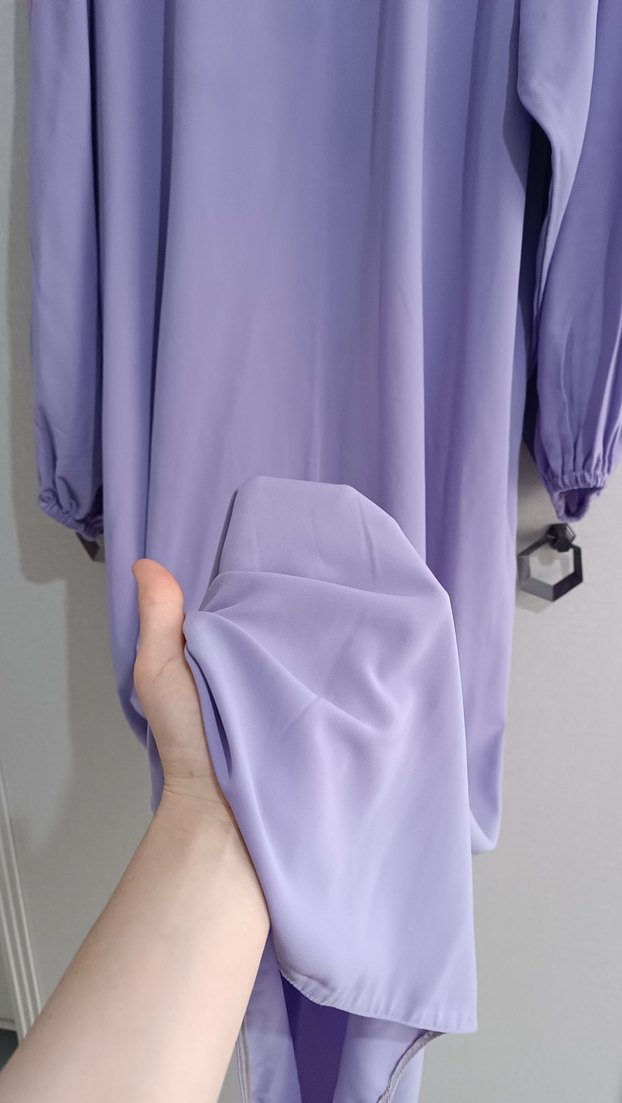 Uzun Mor Drapeli Kadın Elbise - Görsel 3