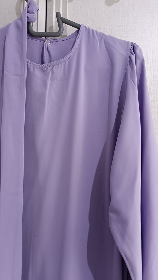 Uzun Mor Drapeli Kadın Elbise - Görsel 2