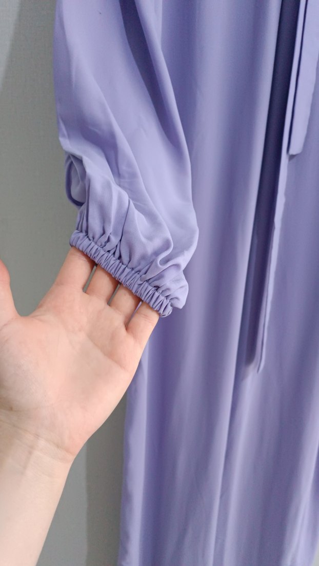 Uzun Mor Drapeli Kadın Elbise - Görsel 4