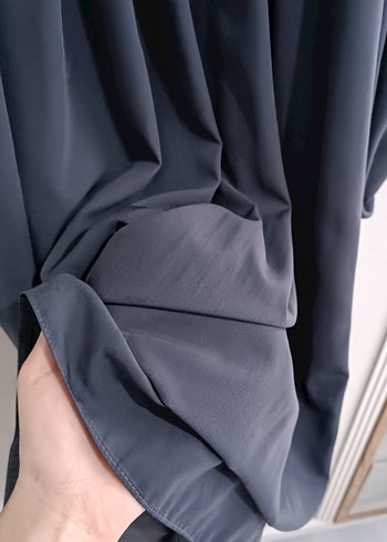 Gri Uzun Kollu Rahat Kesim Tesettür Elbise - Görsel 2