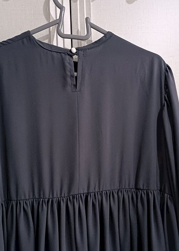 Gri Uzun Kollu Rahat Kesim Tesettür Elbise - Görsel 3