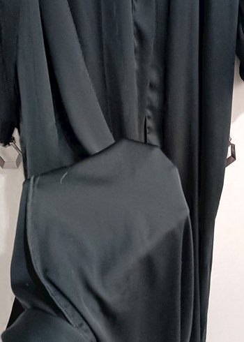 Uzun Siyah Kadın Bornoz - Görsel 2