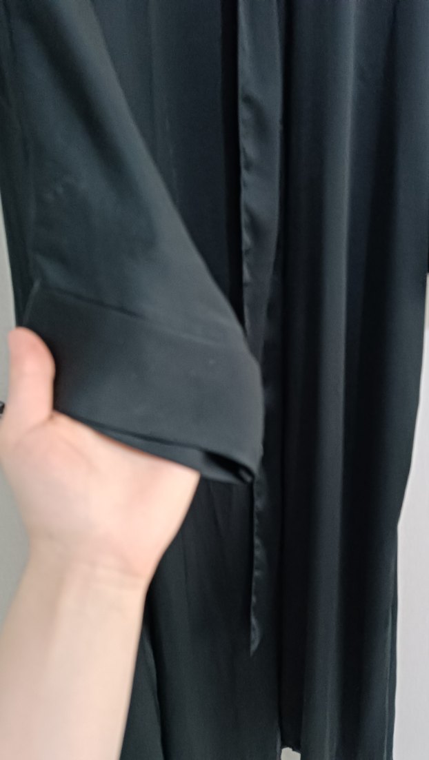 Uzun Siyah Kadın Bornoz - Görsel 4