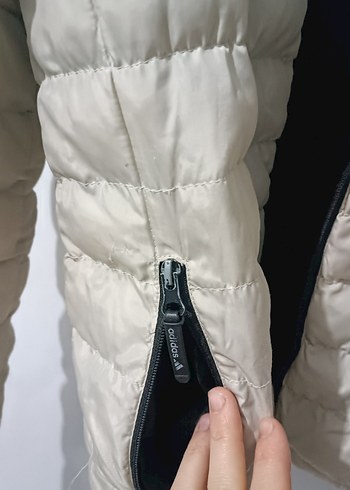 Adidas Beyaz Fermuarlı Kadın Kışlık Mont - Görsel 3