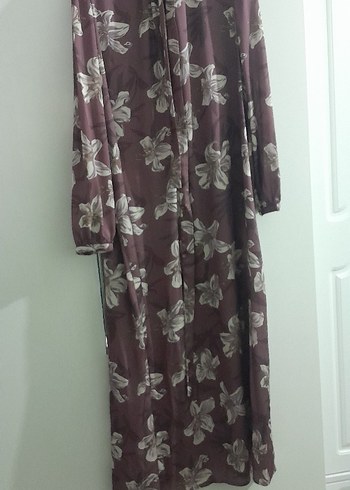 Bordo Çiçek Desenli Bohem Uzun Elbise - Görsel 2