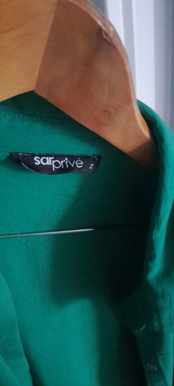 Uzun Yeşil Salaş Kadın Kaban - Görsel 2