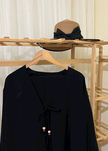 Kadın Siyah Uzun Kollu Bohem Kimono takımı - Görsel 4