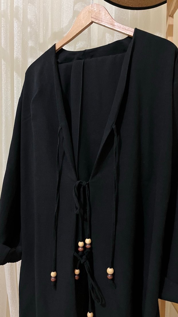 Kadın Siyah Uzun Kollu Bohem Kimono takımı - Görsel 2