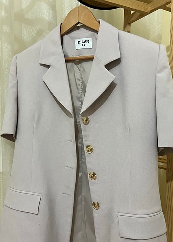 Keten Kısa Kollu Kadın Blazer Ceket - Görsel 2