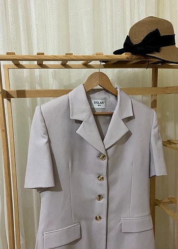 Keten Kısa Kollu Kadın Blazer Ceket - Görsel 6