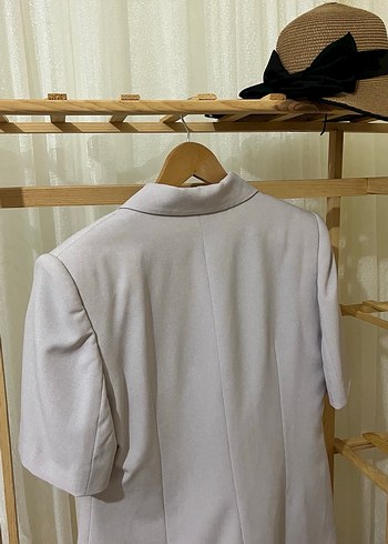 Keten Kısa Kollu Kadın Blazer Ceket - Görsel 5